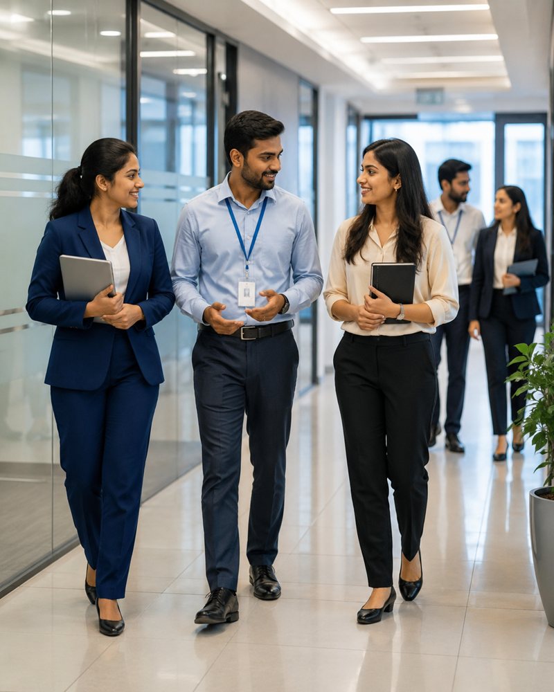 Healthcare professionals walking together in a hospital
